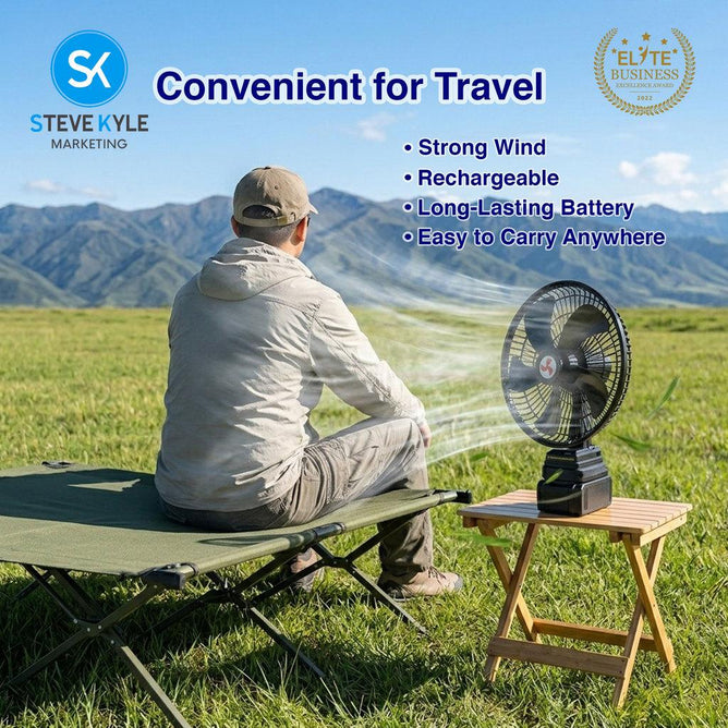 Steve Kyle 8-Inch Portable Rechargeable Fan with Oscillation Function