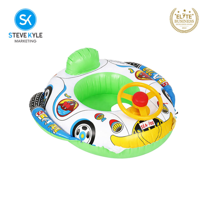 Steve Kyle Inflatable Baby Seat Float With Steering Wheel Swimming Safe Water Toy Boat