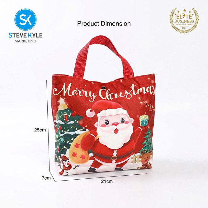 Steve Kyle Soft Fabric Christmas Gift Bag with Santa Tree Design