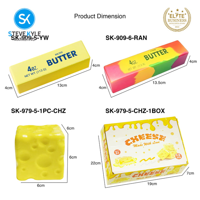 Steve Kyle Gradient Rainbow Butter Cheese Squishy Toy Soft Slow Rebound Fidget Squeeze Toy