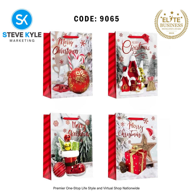 4PCS/SET Christmas Gift Bag Kraft paper Cartoon Design Gift Paper Bag Christmas Eve for Holiday