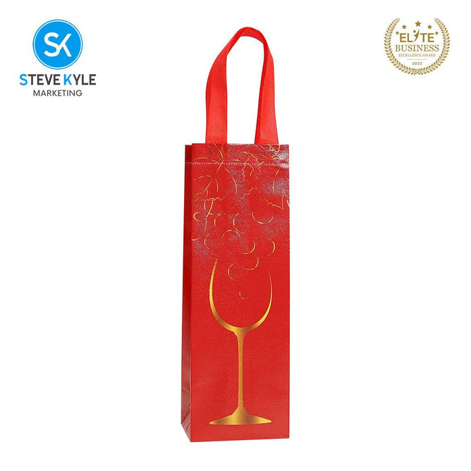 Steve Kyle Merry Christmas Printed Reusable Non-Woven Wine Tote Bag for Holiday Gifts