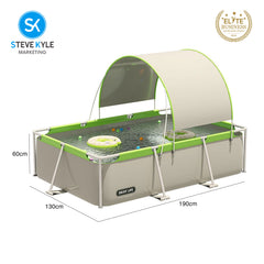 Steve Kyle Rectangular Frame Swimming Pool With Sunshade Canopy For Outdoor Family Use