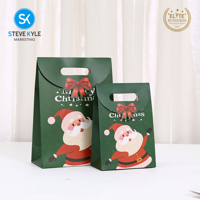 Steve Kyle Five Pieces Festive Christmas Design Gift Paper Bag with Magic Tape Closure For Christmas Gift Packaging