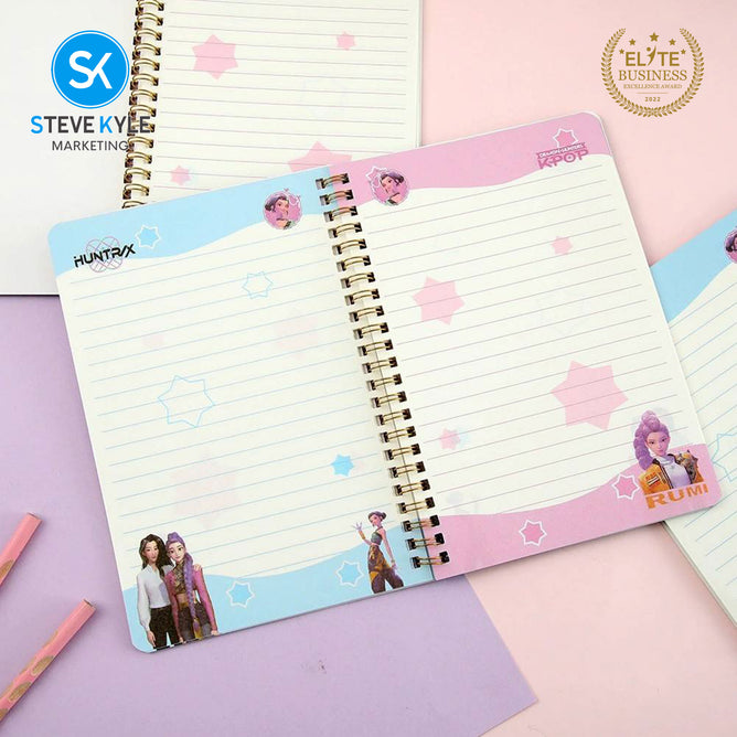 Steve Kyle Colorful Girl Group Theme Spiral Staple Singer Sewn Binding Notebook Journal Random Design For Students School Supplies