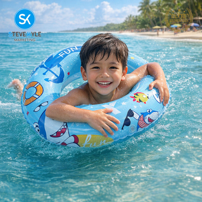 Steve Kyle Inflatable Swim Ring Assorted Cartoon Pattern For Outdoor Water Fun