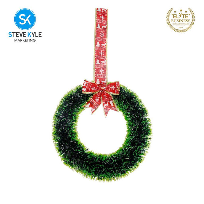 Steve Kyle Festive Christmas Wreath Hanging Decoration with Bowknot