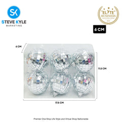 (4cm/5cm/6cm) 6PCS Mirror Christmas Tree Ornaments Bar Disco Ball Hanging DIY Decoration