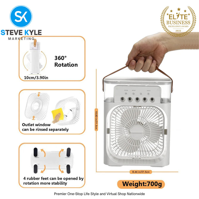 NEW USB Mini Portable Air Cooling Fan Powerful Air Cooler Air Humidifier with 7 Colors LED Light