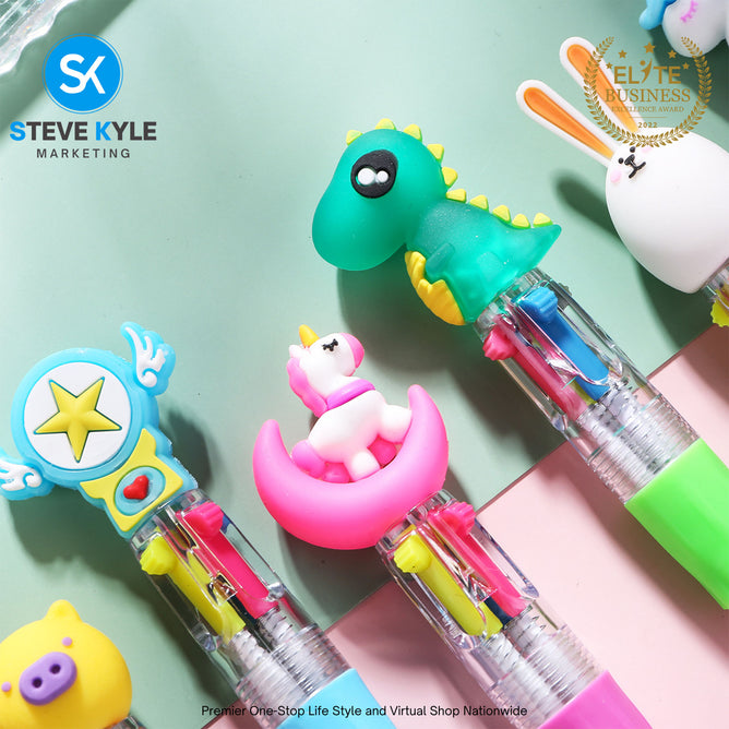 (1PC) Assorted Kawaii 4in1 Mini Multifunctional School Supplies Stationery Ballpen