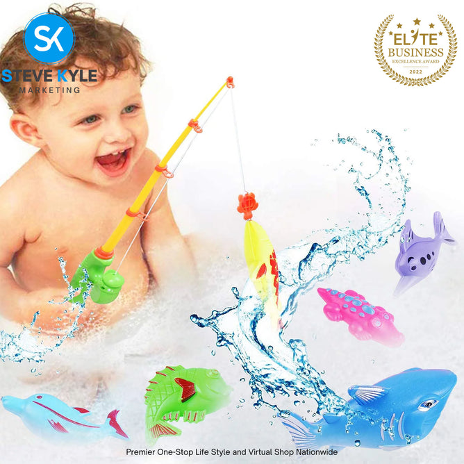 Children Magnetic Fishing Parent-child interactive Toys Game Kids 1 Rod 9 3D Fish Baby Bath Toys
