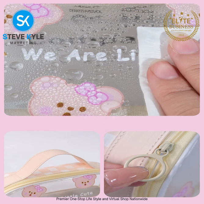 Big Capacity Transparent 2 Layer Pencil Case Kawaii School Students Pencil