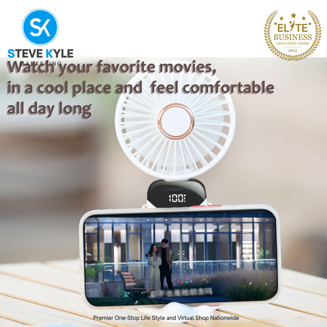 Handheld Portable Folding Fan Multifunctional Digital Display Aromatherapy Fan Neck Rope