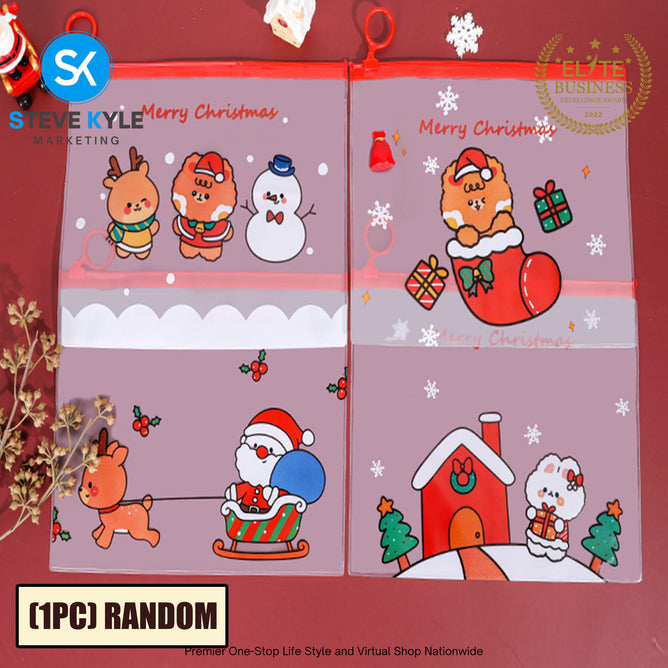 Christmas Themed Cartoon Ziplock Bag - Zipper Pouch  (1PC Random)