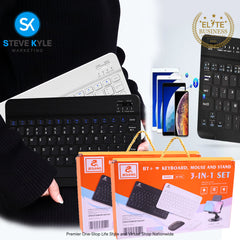 Mini Wireless Bluetooth Keyboard with Mouse and Phone Stand  For Tablet Universal For Apple/Android/Windows