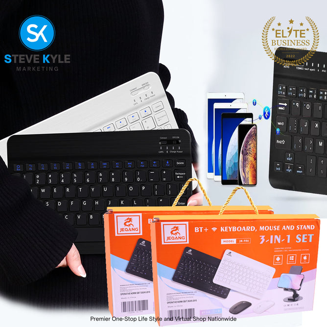 Mini Wireless Bluetooth Keyboard with Mouse and Phone Stand  For Tablet Universal For Apple/Android/Windows
