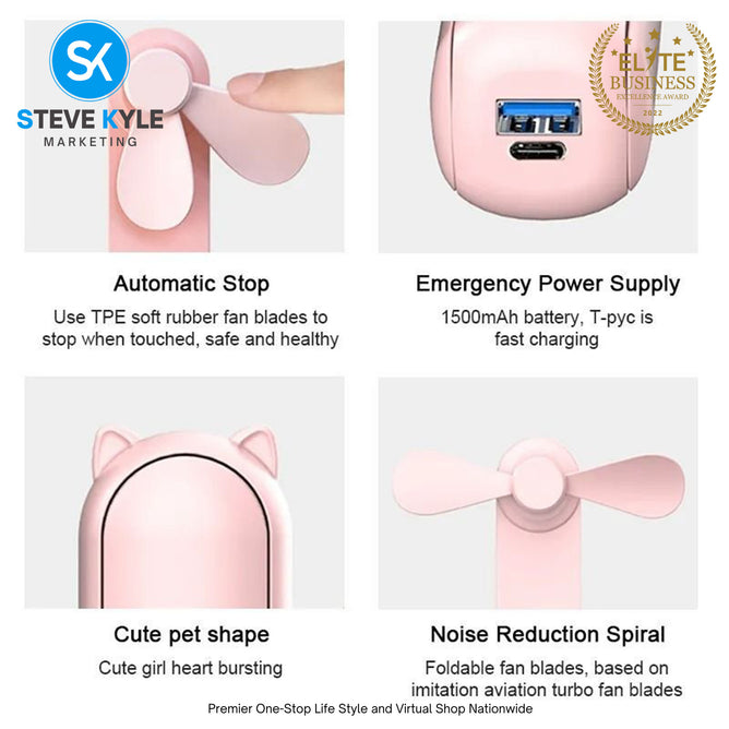 Portable Fan Foldable Small Fan Mini Handheld Fan USB Rechargeable Silent Handheld Folding Fan