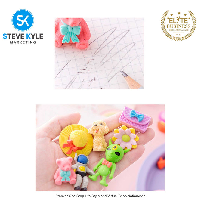 Lovely Cute Set Eraser for Stationery School Kids Rubber Non-Toxic Eraser