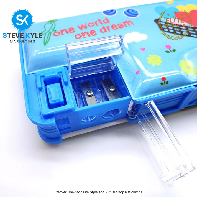 Double Sided Opening Magnetic Pencil Case for Kids Children Pencil case with Sharpener