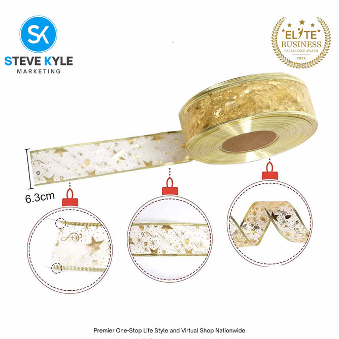 5M/Christmas Ribbon Fairy Lights Decor Christmas Lace Ribbon Bows With LED For Christmas Tree