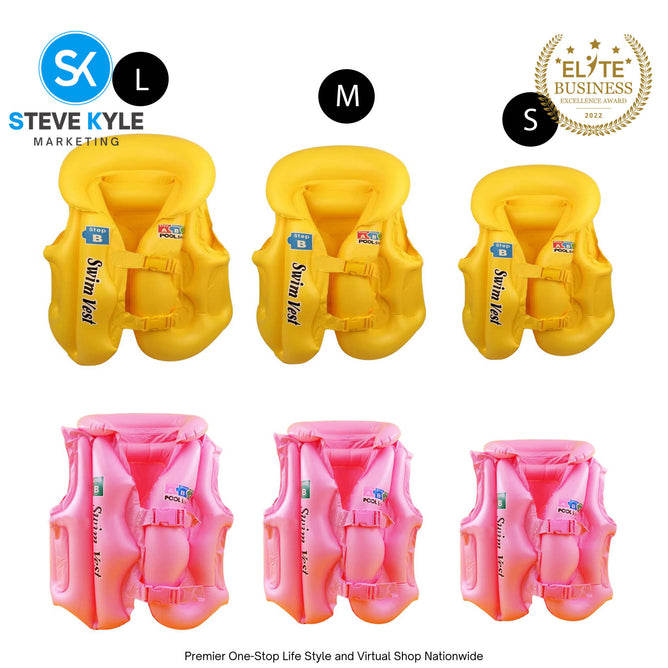 Inflatable Safety Life Jacket Vest Pool School Children Learn Swimming Floater