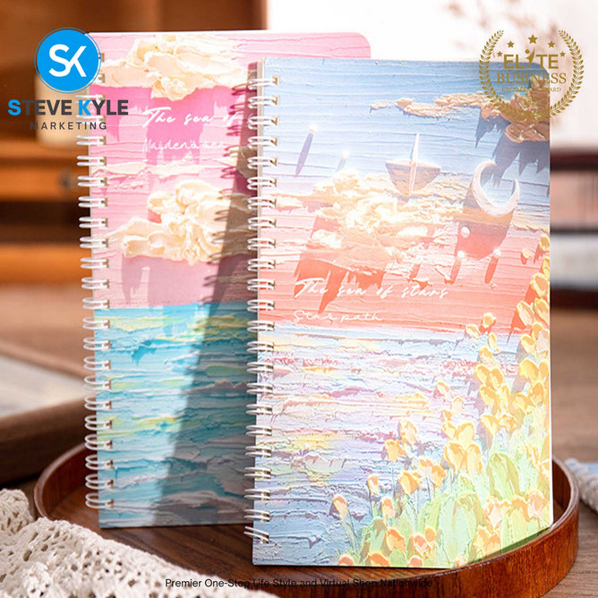 4Pcs A5 Oil Painting Notepad for Women Blank Sketchpad Blank Sketch Pad Spiral Notepad