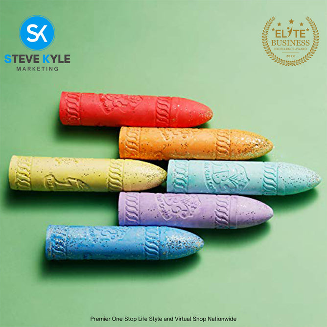 6 Colors Kids Drawing Art Glitter and Neon Washable Sidewalk Chalk for Kids