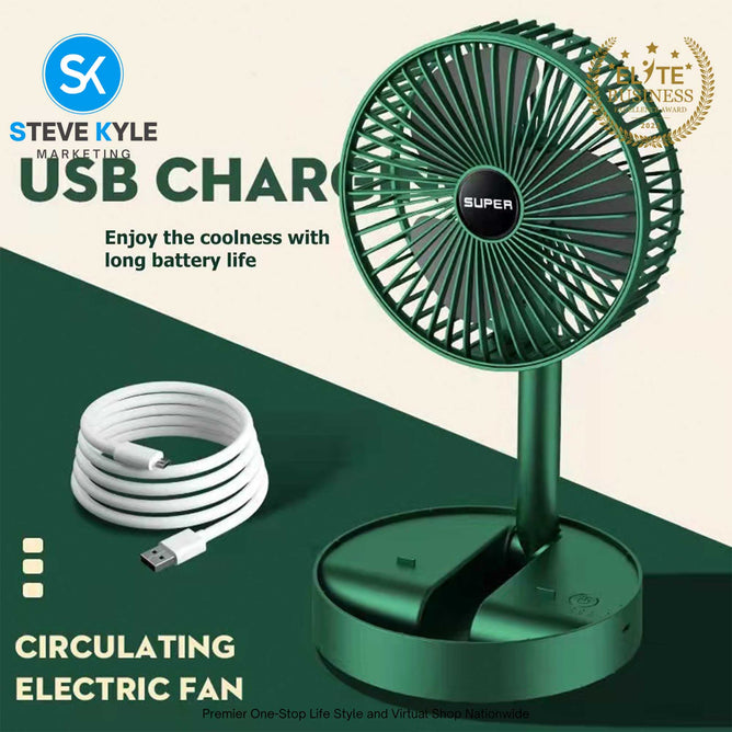 Folding Electric Fan Desktop Rechargeable Retractable Super Large Wind 3 Speed Portable Mini Fan