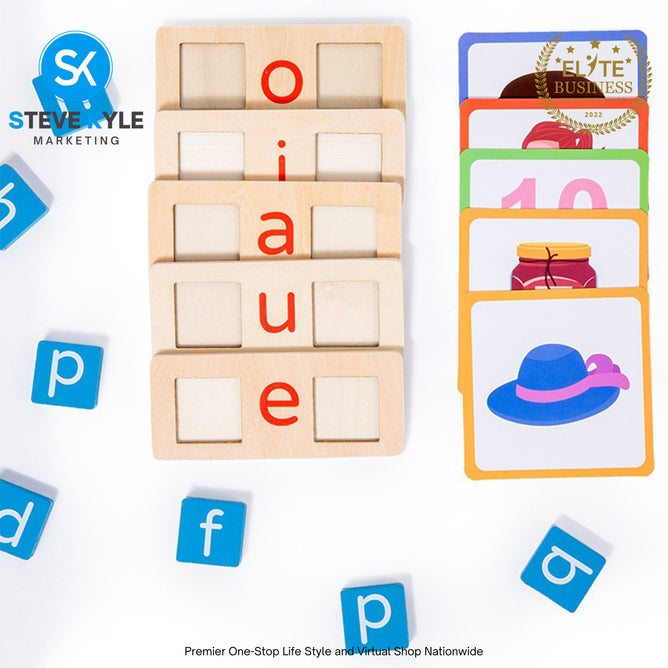 Wooden Short Vowel Reading Letters Sorting Spelling Games Sight Words Learning Flashcards Best Gift
