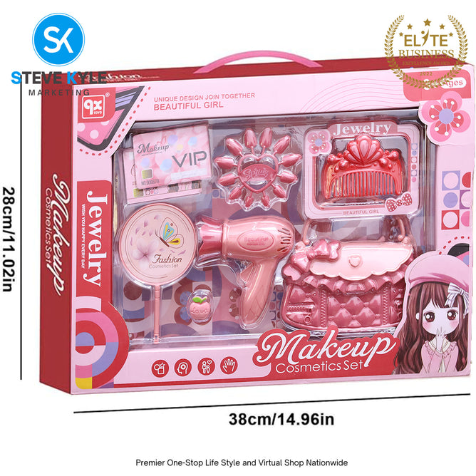 Makeup Playset for Girls Pretend Play Hair Stylist Toy Kit Best Gift