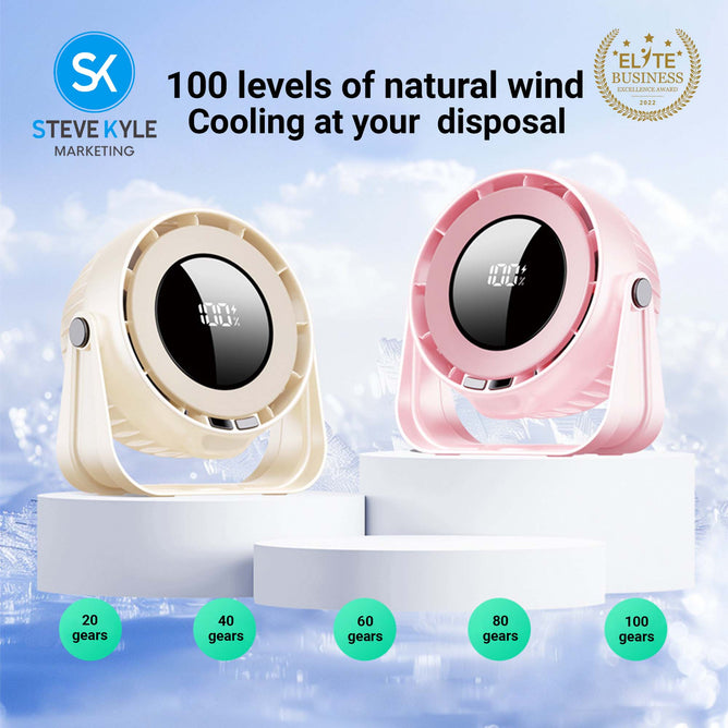 Portable Desk Fan & Clip-On Fan Speed Up to 100 Gear