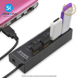 Multi Port USB Hub 4 Port USB 2.0 Hub On/Off Switches DC Power Adapter Cable For PC Laptop