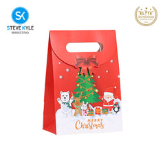 Steve Kyle Five Pieces Festive Christmas Design Gift Paper Bag with Magic Tape Closure For Christmas Gift Packaging