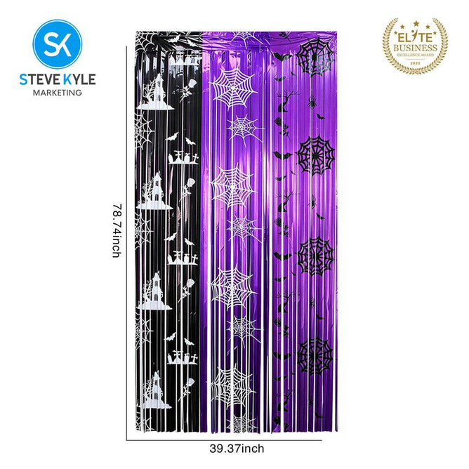 Steve Kyle Halloween Purple and Black Backdrop Curtain Photo Background Hanging Decoration