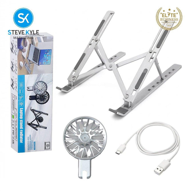 Steve Kyle 7-Level Adjustable Aluminum Alloy Foldable Laptop Stand with Cooling Fans