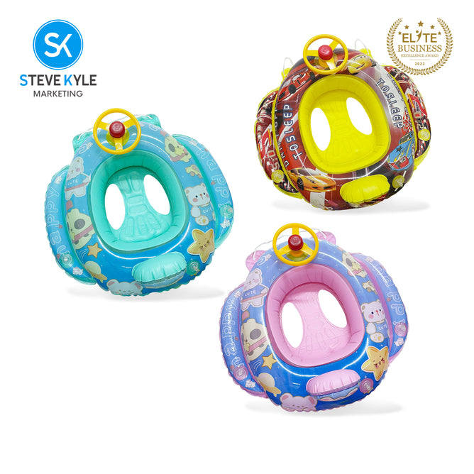 Steve Kyle Inflatable Baby Seat Float With Steering Wheel Car Cute Fantasy Swimming Boat