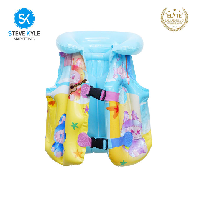 Steve Kyle Inflatable Swim Vest Life Jacket Lovable Character Prints For Outdoor Water Fun