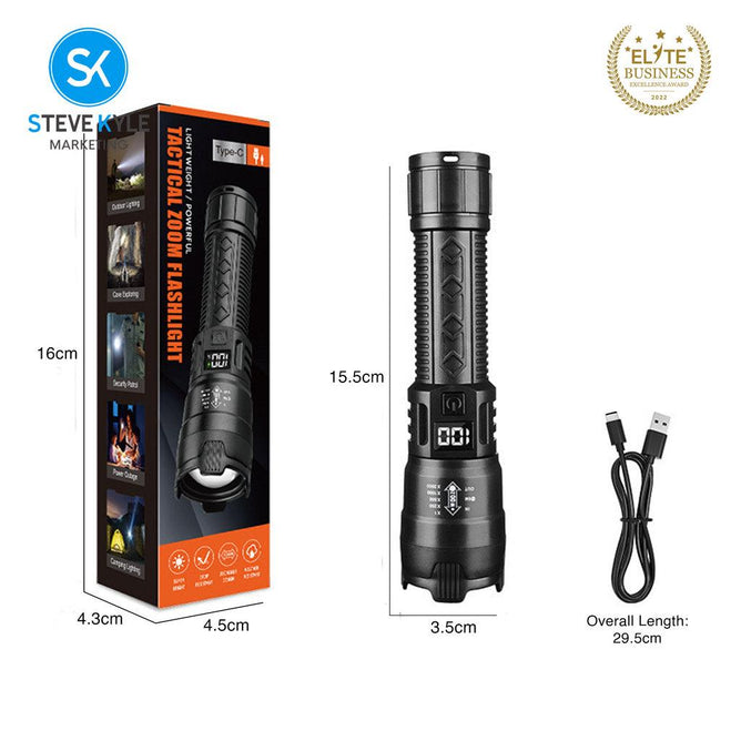 Steve Kyle Waterproof Rechargeable Portable Emergency Flashlight Mini Flashlight for Outdoor Camping and Travel Use