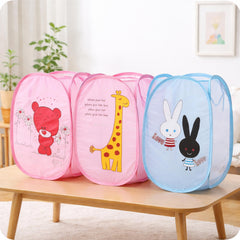 Cute Kids Cartoon Foldable Laundry Storage Bag Polyester Mesh Organizer Dirty Clothes Storage