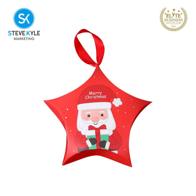 Steve Kyle 10-Piece Star-Shaped Christmas Paper Box with Ribbon for Holiday Gifts Party Giveaways