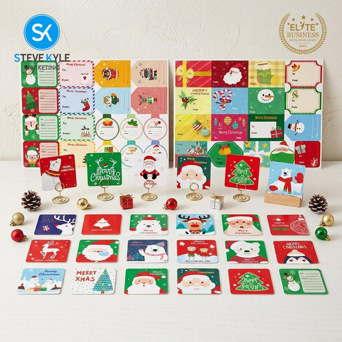 Steve Kyle Merry Christmas Pattern Stickers Greeting Cards with Envelopes for Gift Decoration Party Favors Giveaways