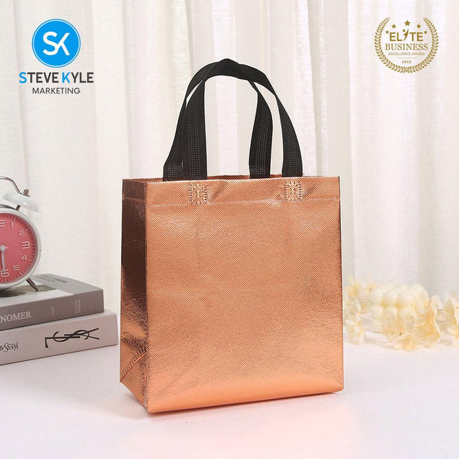 Steve Kyle Multipurpose Non-Woven Glossy Tote Bag for Groceries and Holiday Giveaways