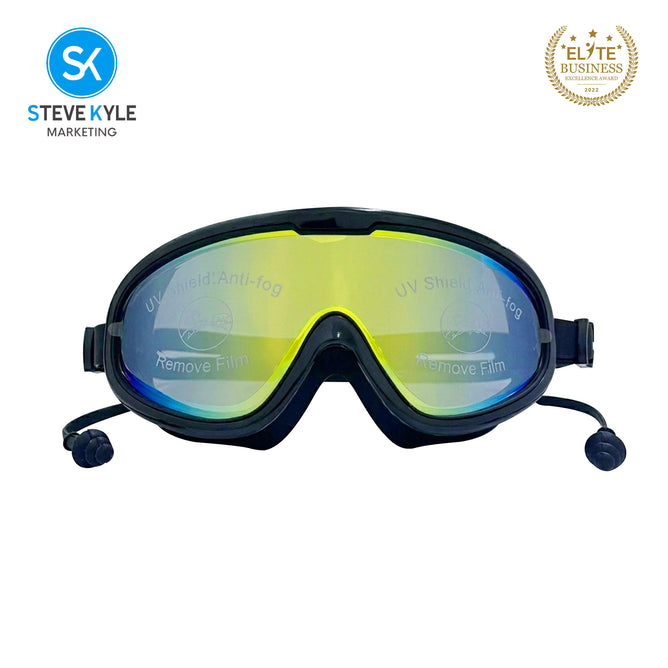 Steve Kyle Large Frame Mirror With Integrated Earplugs Anti-Fog Swimming Goggles