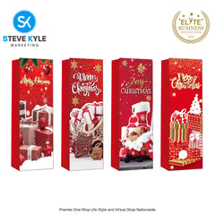 Steve Kyle Rectangular Christmas Wine Gift Bags Hard Paper Flat Tote Bag Decorative Promotions Celebration