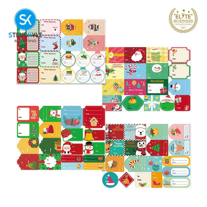 Steve Kyle Merry Christmas Pattern Stickers Greeting Cards with Envelopes for Gift Decoration Party Favors Giveaways