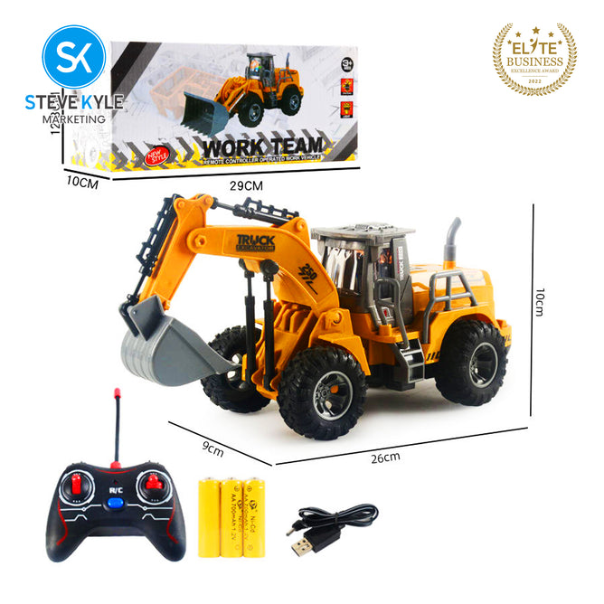 Steve Kyle Battery-Operated RC Construction Equipment Vehicle Collection-Excavator & Loader Truck Toy for Kids