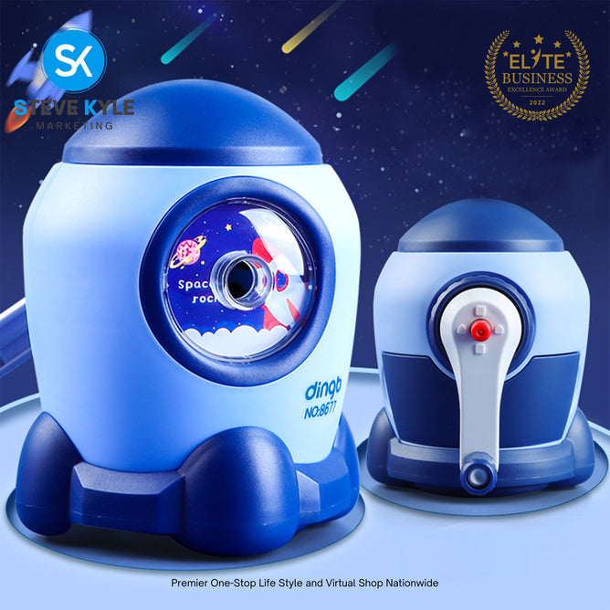 Rocket Space Astronaut Pencil Sharpener Plastic Hand Operated Children's Stationery