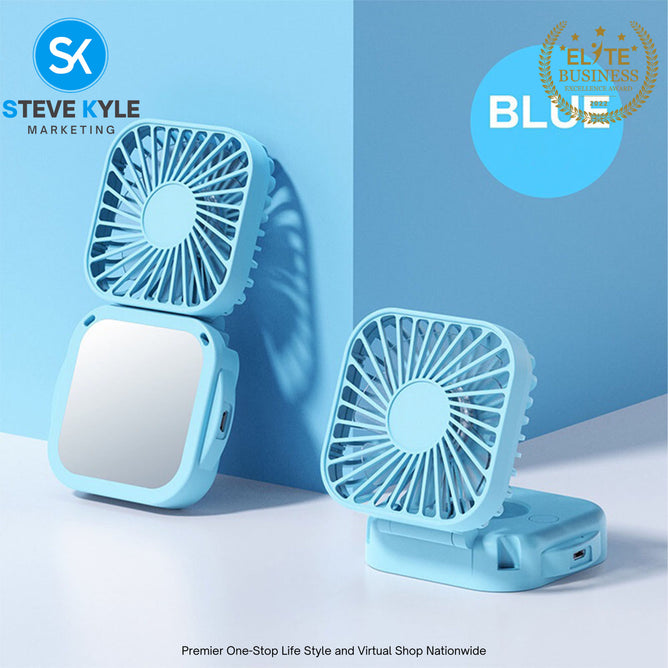 NEW Portable Mini Rechargeable Folding Fan with Mirror & Lace