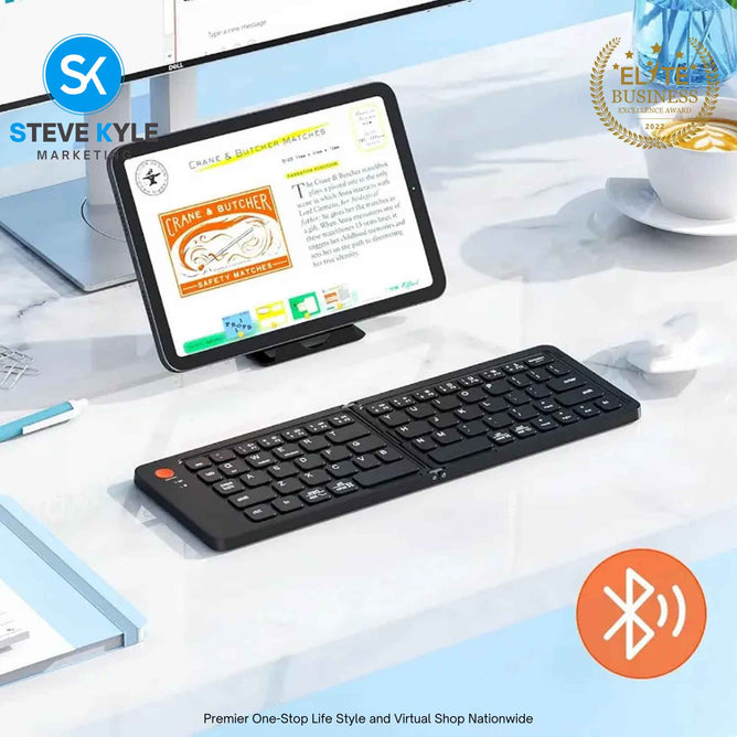 UltraSlim Foldable Keyboard Rechargeable Bluetooth Silent Typing for iOS Android Windows