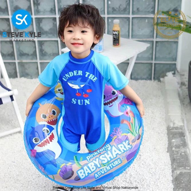 Inflatable Mermaid Baby Shark Swim Ring Floater for Kids and Young Adult Boys and Girls